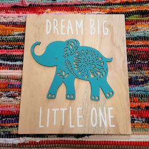 Levtex Dream big little one Blue Elephant Wooden Wall Hanging